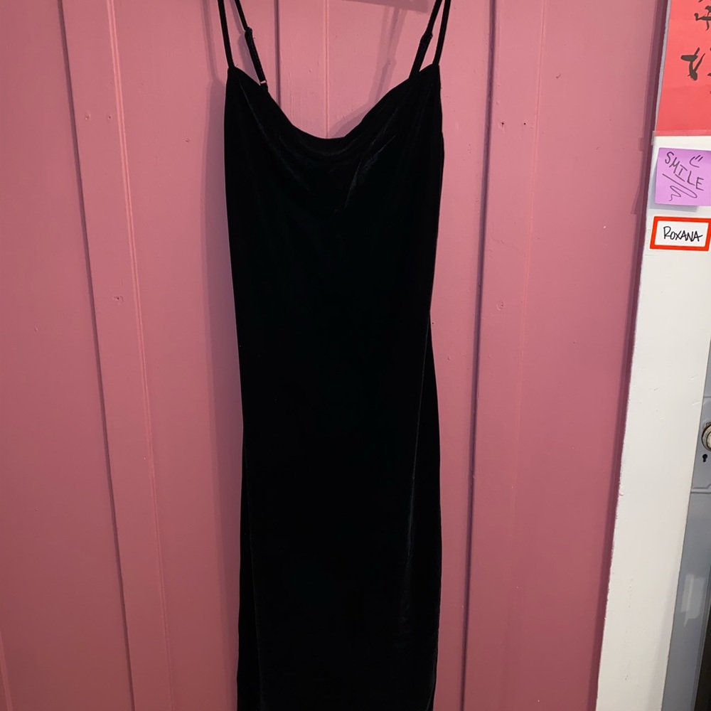 Black velvet maxi dress